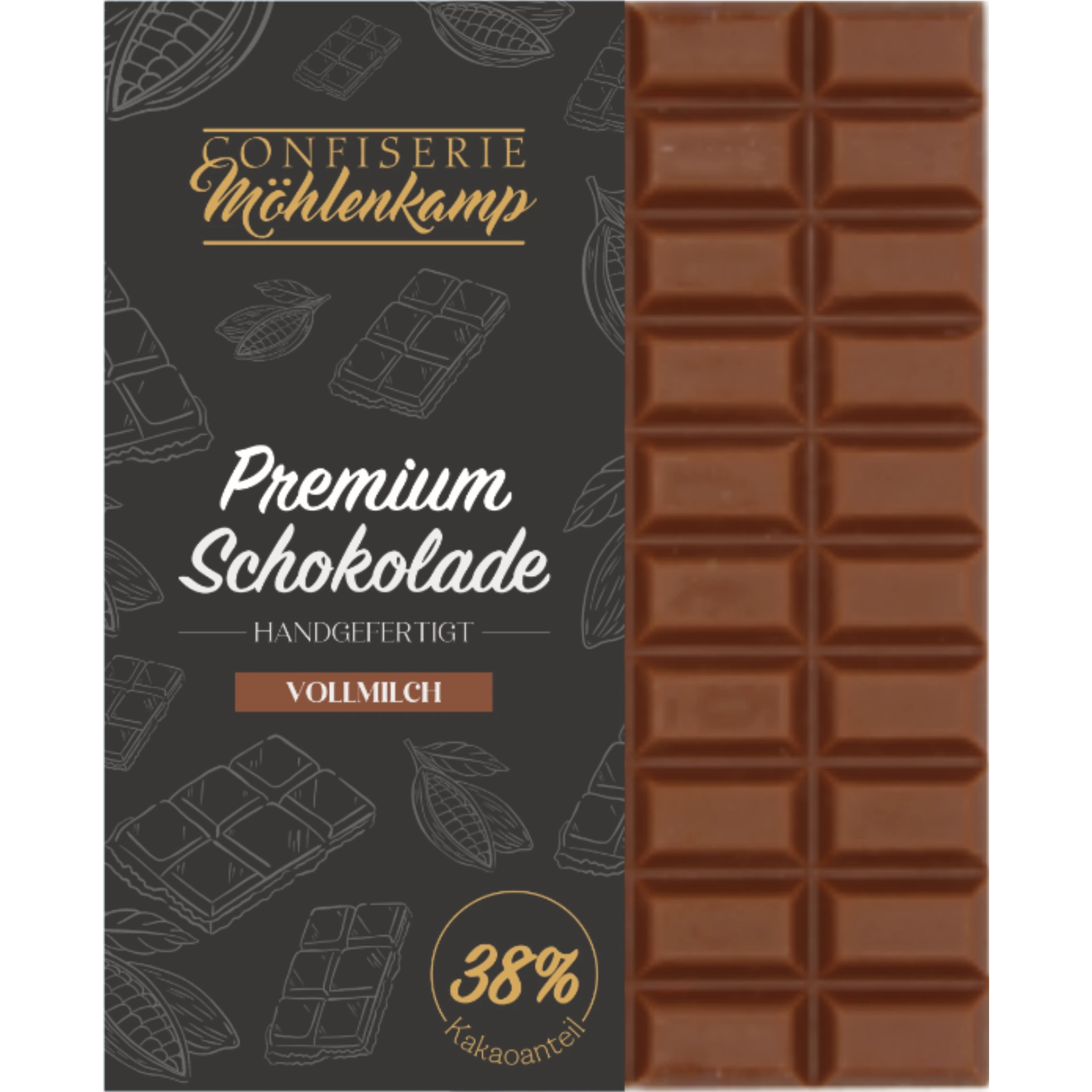 Schoklade | Vollmilch 38% | Vollflächig Verpackt Schoklade | Vollmilch 38% | Vollflächig Verpackt